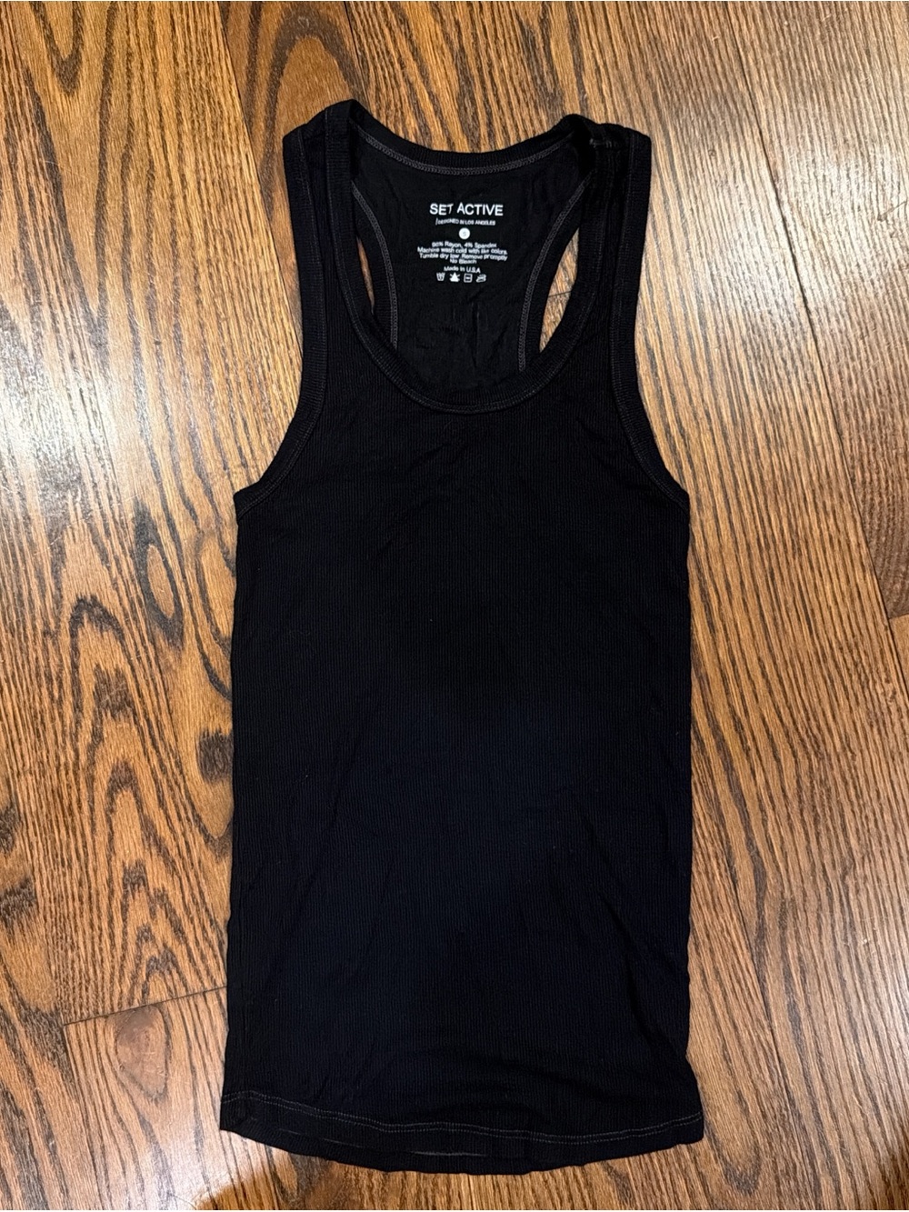 SET Active Black Ribbed Tank Top